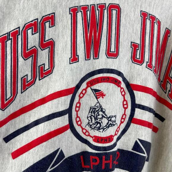 Vintage USS Iwo Jima LPH-2 Sweatshirt MV Sport Pro Weave USA Made Military 90s - Picture 7 of 7